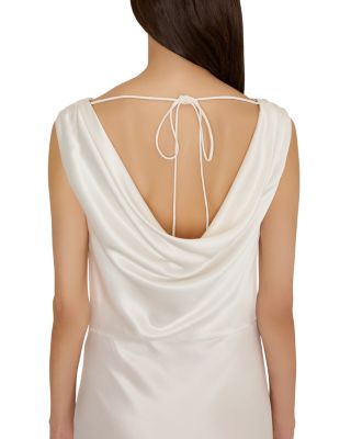 Hammered Satin Cowl Neck Gown