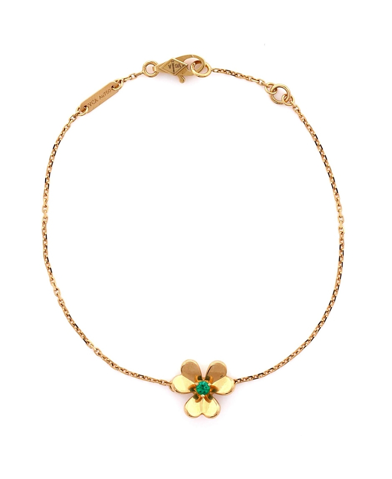 Pre-owned Pre-owned Van Cleef & Arpels Van Cleef & Arpels Mini Frivole Bracelet 18k Gold With Emerald