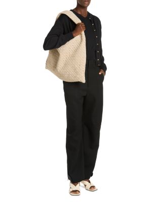 Large Hop Intrecciato Suede Shoulder Bag