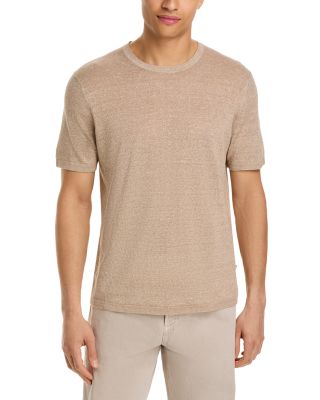 Mouline Short Sleeved Linen Blend Crewneck Tee  