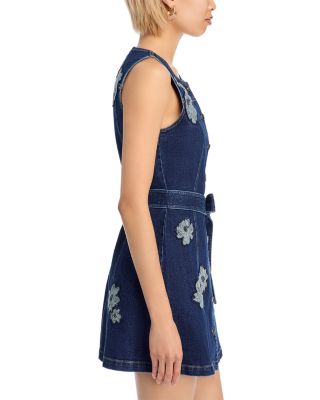 Marsha Floral Appliqu&eacute; Mini Denim Dress