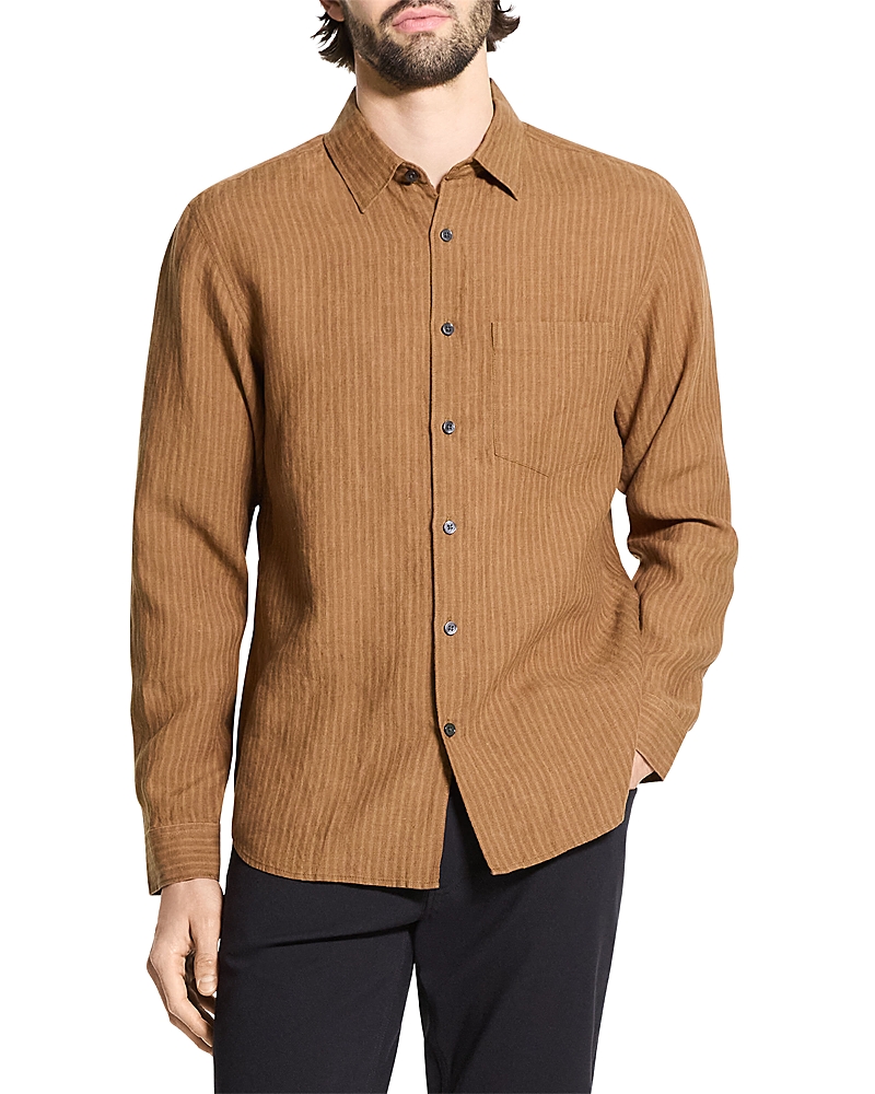 Theory Long Sleeve Button Front Linen Shirt