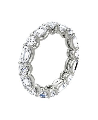 Alternating Shapes Eternity Band in Gold/Platinum, 2.8ctw Emerald & Round Brilliant Lab Grown Diamond