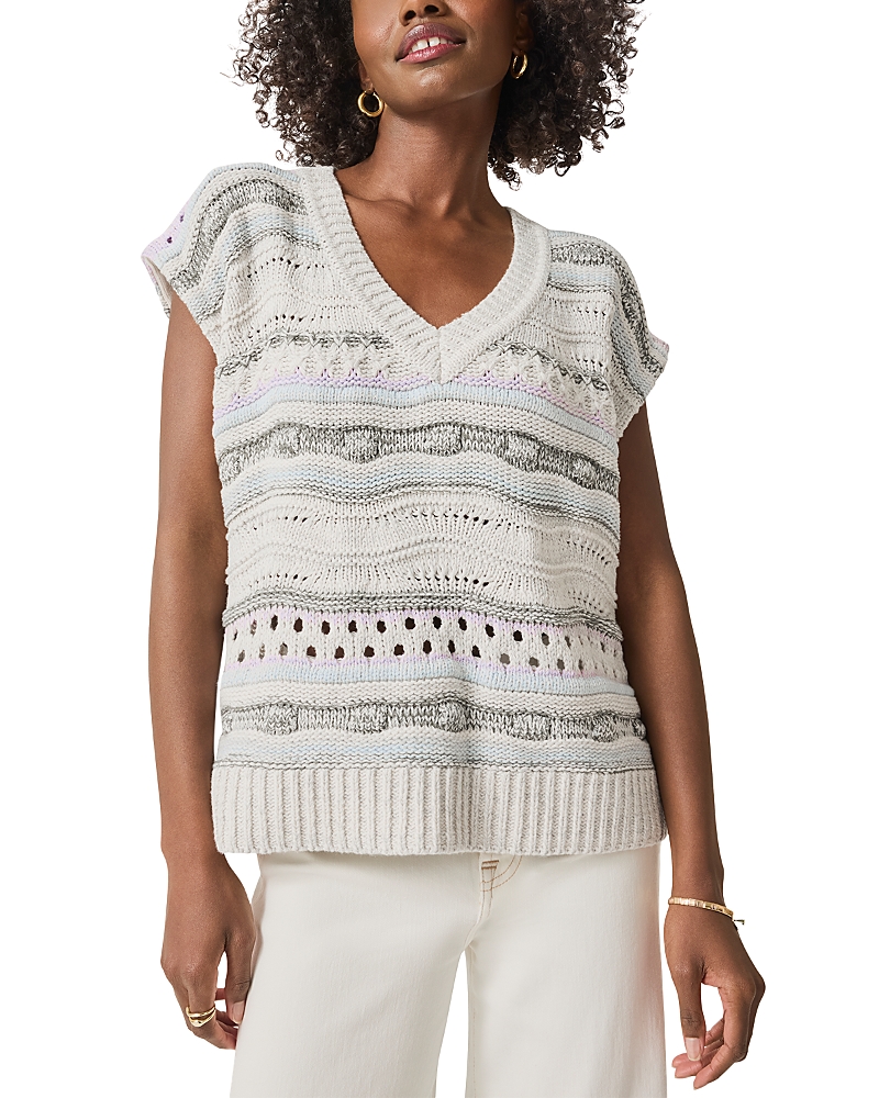 Splendid Brynna Stripe Open Stitch V-neck Sweater