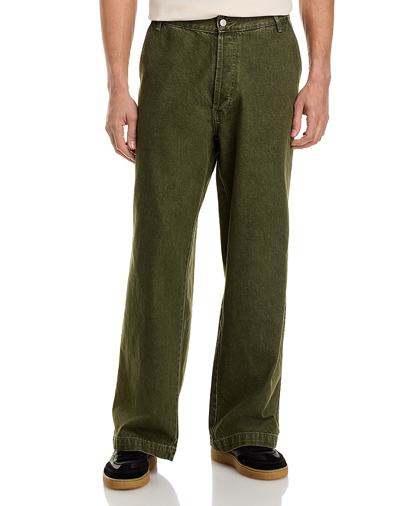 Officine Generale Straight Fit Jeans in Olive Night