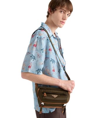 Small Re-Nylon And Suede Shoulder Bag