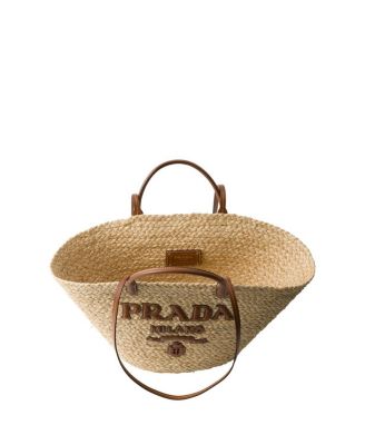 Large Raffia and Leather Shopping Bag