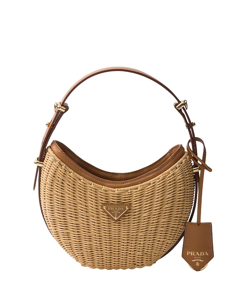 Prada Wicker And Leather Arque Bag