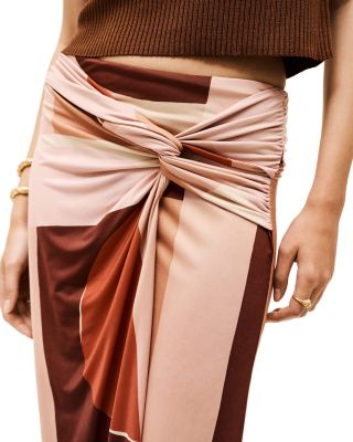 Mely Printed Twist Front Midi Skirt