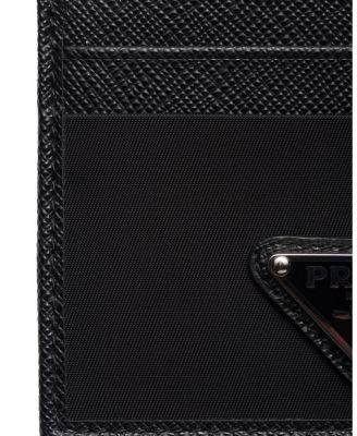Re-Nylon and Saffiano Leather Card Holder