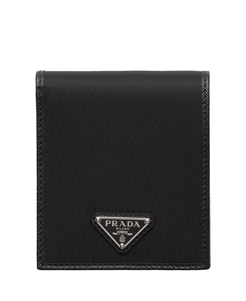 Prada Mens Black Re-nylon Recycled-nylon And Leather Wallet