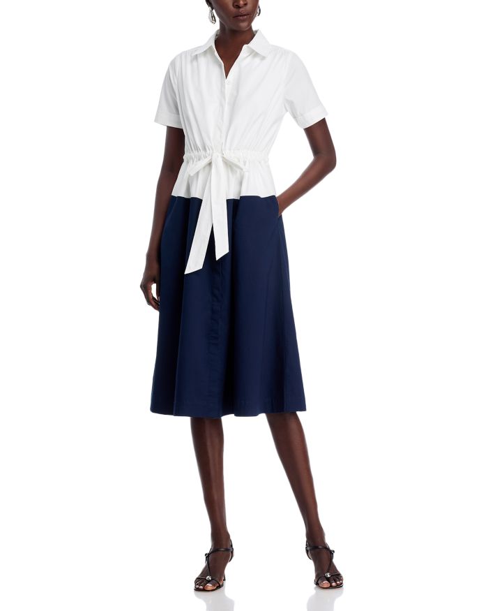 Short Sleeve Button Down Colorblock Dress