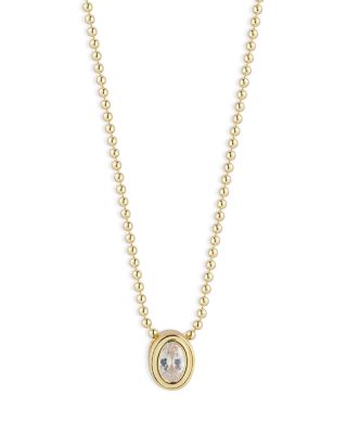 AQUA - Oval Solitaire Ball Chain Necklace
