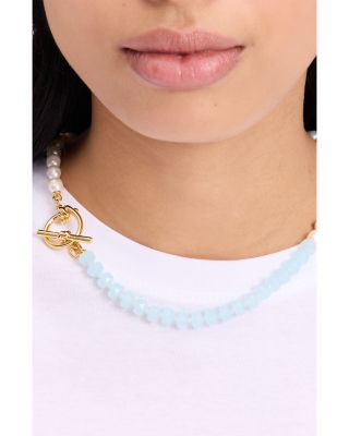 Ropes & Knots Blue Bead & Cultured Freshwater Pearl Collar Necklace, 18" 