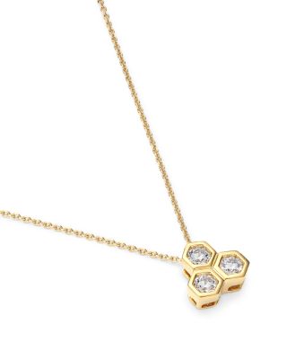 Diamond Honeycomb Bezel Pendant Necklace in 14K Yellow Gold, 0.5 tcw