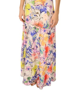 Printed Satin Halter Neck Gown