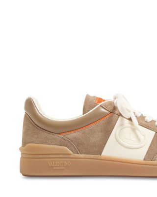 Men&#39;s Embroidered La Greca Suede Sneakers