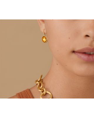 18K Yellow Gold Jaipur Color Citrine & Diamond Drop Earrings