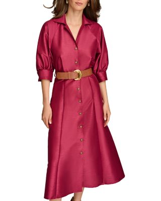 Dupioni Belted Shirt Dress