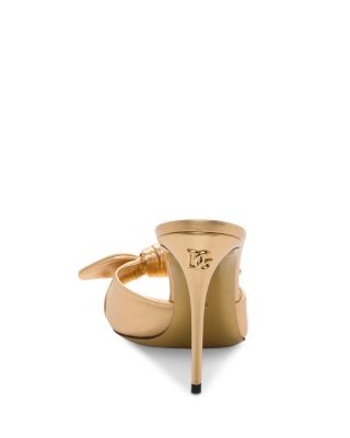 Women's Metallic Leather Bow High Heel Sandals