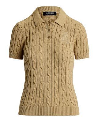 Cable Knit Cotton Polo Sweater