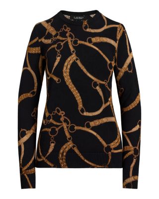 Belting Print Cotton Blend Sweater