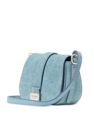Nouveau Denim Printed Suede Mini Saddle Bag