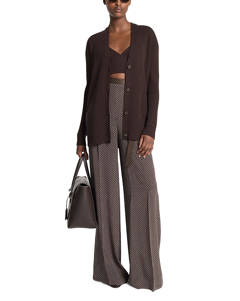Michael Kors Kobi Halperin Cashmere Blend Ribbed Cardigan In Brown