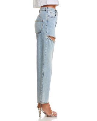 Crystal Slit Jeans in Light Blue