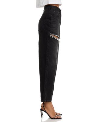 Crystal Slit Jeans in Black