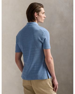 Textured Short Sleeve Cotton-Linen Shirt