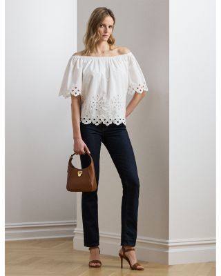 Eyelet Cotton Off The Shoulder Blouse