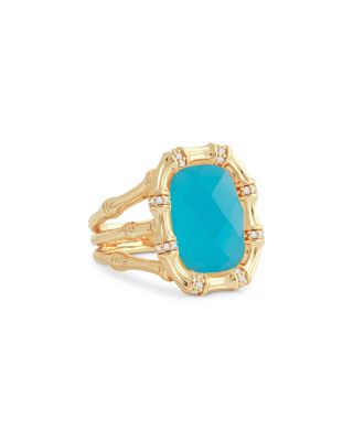 Anabel Aram - Pav&eacute; & Turquoise Bamboo Cocktail Ring