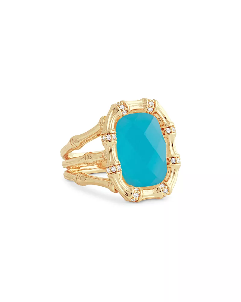 Anabel Aram Pave & Turquoise Bamboo Cocktail Ring