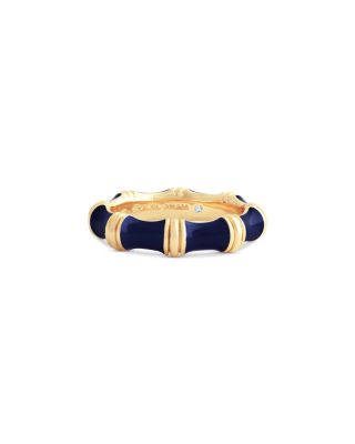Navy Bamboo Band Ring
