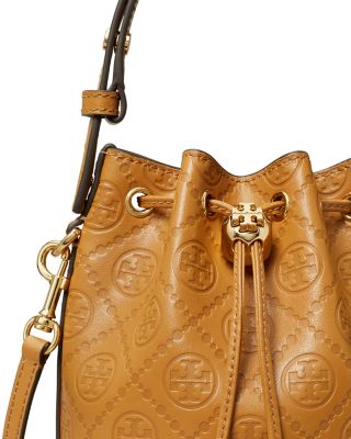 T Monogram Leather Mini Bucket Bag