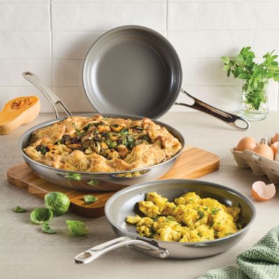 EverLast Stainless Steel Ceramic Nonstick 3 Piece Frying Pan Set