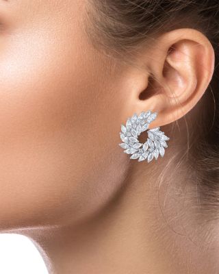 Round & Marquise Cubic Zirconia Swirl Statement Earrings