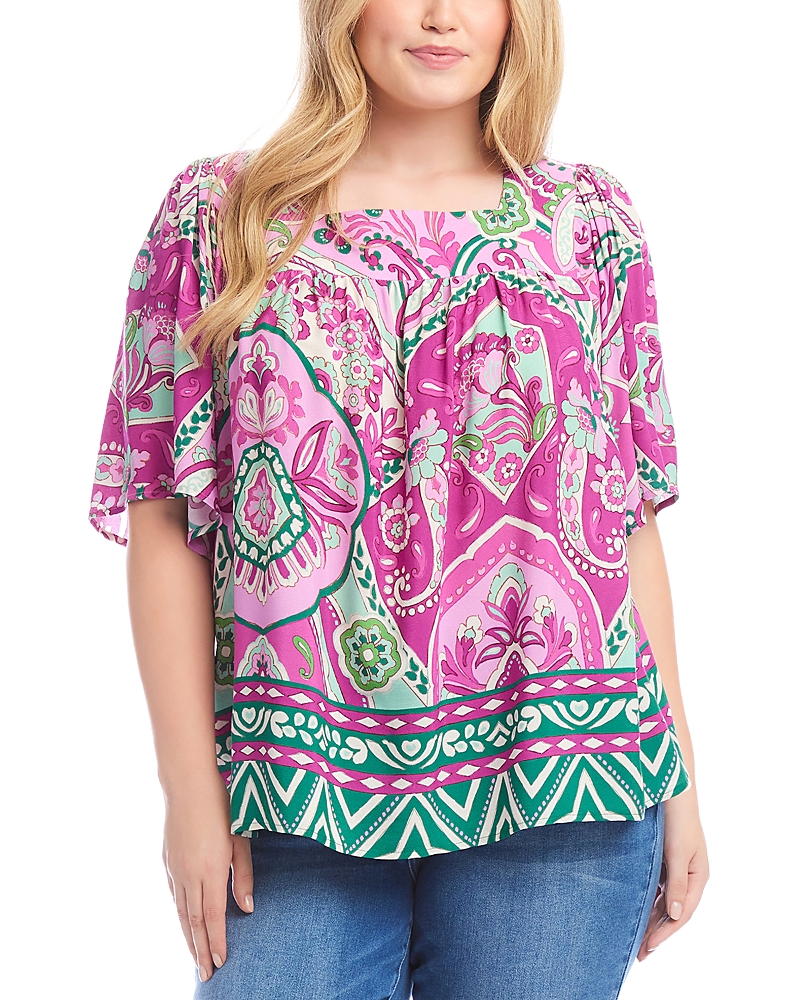 Karen Kane Plus Size Flare Sleeve Square Neck Top