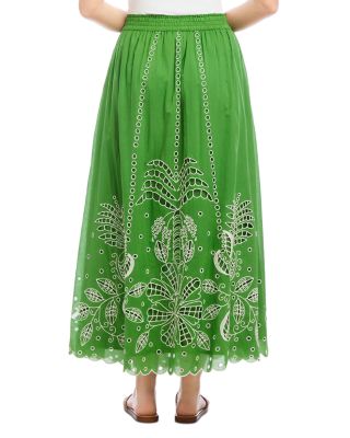 Cutout Embroidery Midi Skirt