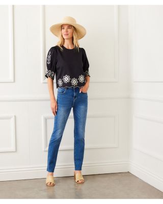 Embroidered Scallop Top