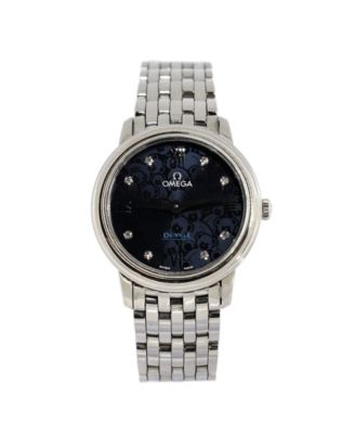 Pre-Owned Omega - De Ville Prestige Orbis Quartz Watch in Stainless Steel with Diamond Markers 27mm
