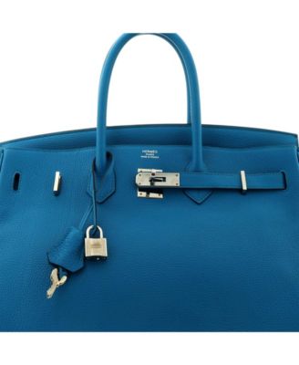 Birkin 35 Handbag Blue Togo with Palladium Hardware
