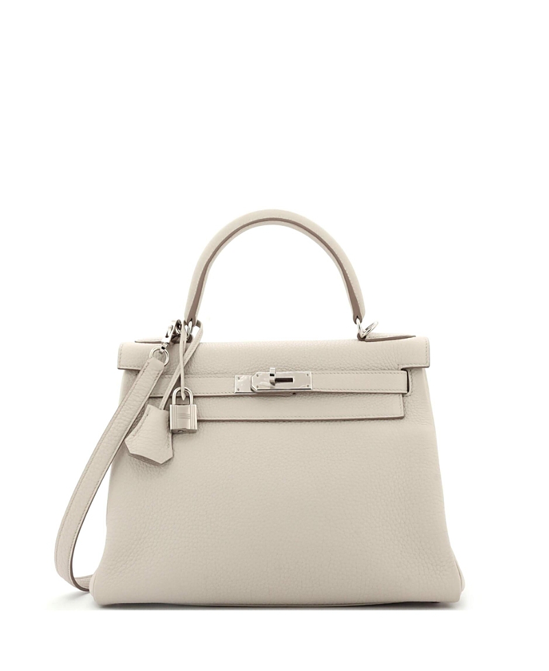 Pre-owned Pre-owned Hermes Hermes Kelly 28 Handbag Light Clemence With Palladium Hardware In Gray