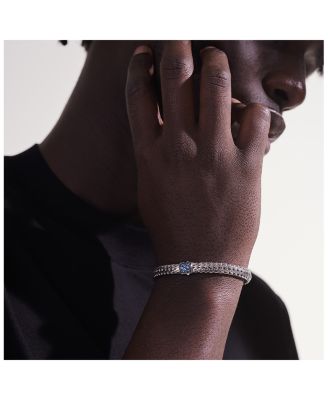 Sterling Silver Icon Bracelet with Pav&eacute; Blue Sapphires, 5mm