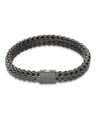 Sterling Silver Black Rhodium Icon Flat Bracelet, 11mm