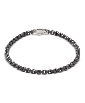 Sterling Silver Black Box Chain Bracelet, 4mm
