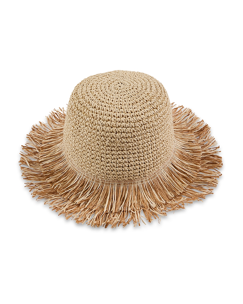Eugenia Kim Joni Fringed Crochet Packable Bucket Hat In Brown