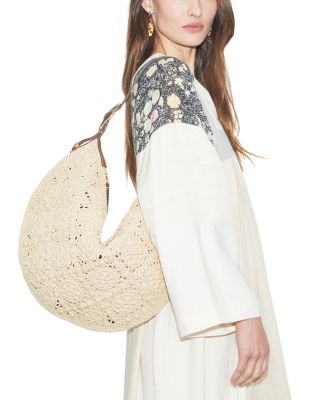 T Monogram Raffia Balloon Bag