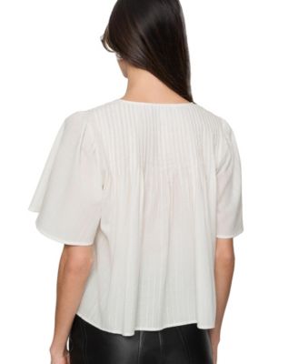 Leah Pleated Short Sleeve Top